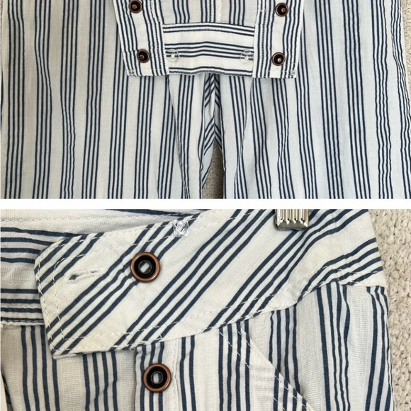 LONDON-JEAN Blue and White Striped Wide Leg Pants - Picture 3 of 8